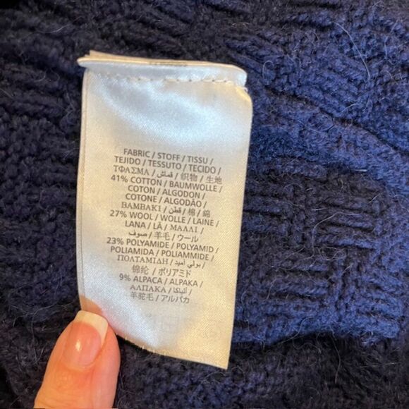 Gant Rugger Wool Blend The Moi Crewneck Basketweave Navy Blue Men's Size Medium - Picture 7 of 10